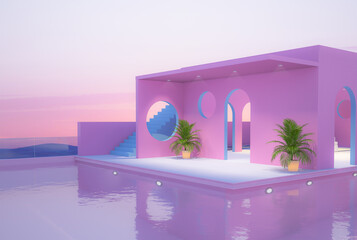 Surreal house with infinite pool