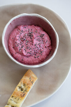 Pate Veggie focaccia with Raz , Hanout and Mutabal