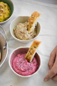 Pate Veggie focaccia with Raz , Hanout and Mutabal
