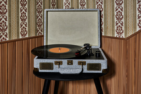 vinyl disc being played in a turntable