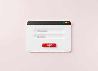 Member login user name and password interface icon for desktop application or website page on pink...
