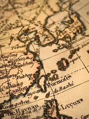 アンティークの世界地図　台湾と中国
