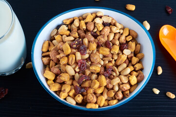 top shot of a peanut plate