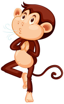 Monkey doing yoga cartoon character