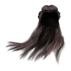 Fototapeta premium 3d render, 3d illustration, fantasy long hair on isolated white background