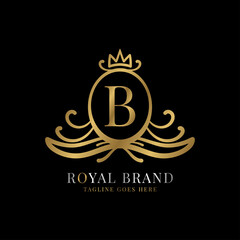 letter B royal crest vector logo design for vintage brand and beauty care initial