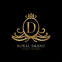 letter D royal crest vector logo design for vintage brand and beauty care initial