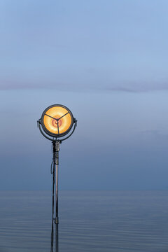 Lighting lamp on light stand at seashore