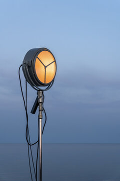 Lighting lamp on light stand at seashore