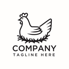 Chicken farmer logo design.hen vector logo design.