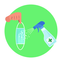Disinfecting medical surgical mask vector illustration.