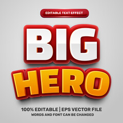 Big hero comic cartoon game 3d editable text effect