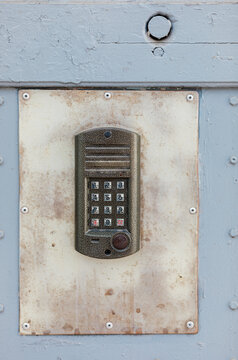 Entryphone on the grey door
