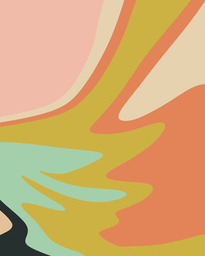 Feather Inspired Abstract Pattern In Bright Colors. 
