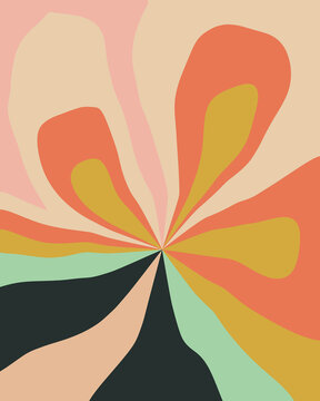 Retro Inspired Blooming Flower Illustration