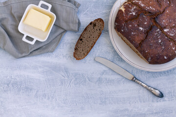 Homemade rustic sourdough rye bread loaf