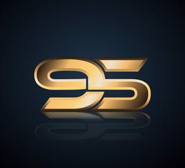 Simple Numbers Logo Vector Gold Metallic On Dark Background 95