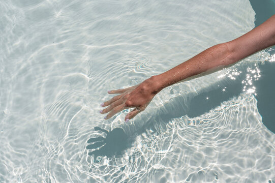 Hand touch water