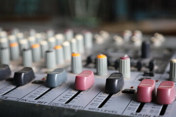 Old and dirty sound mixer. select focus 