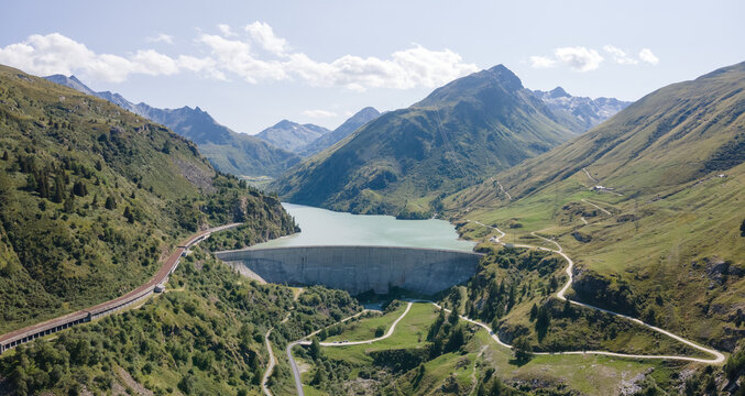 water dam aerial view, Switzerland