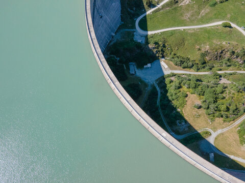 water dam aerial view, Switzerland