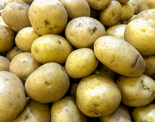 Fresh Potatoes backgrounds sale at neighborhood market.