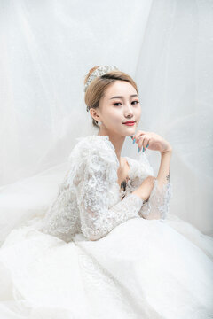 A woman in a wedding dress 