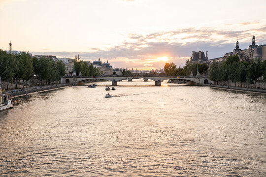 View Of Seine In Sunset