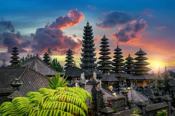 Stoff pro Meter Besakih temple at sunset in Bali, Indonesia. © tawatchai1990
