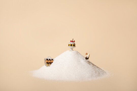 Desserts in a Pile of Sugar