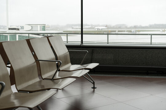 Empty seats in airport terminal