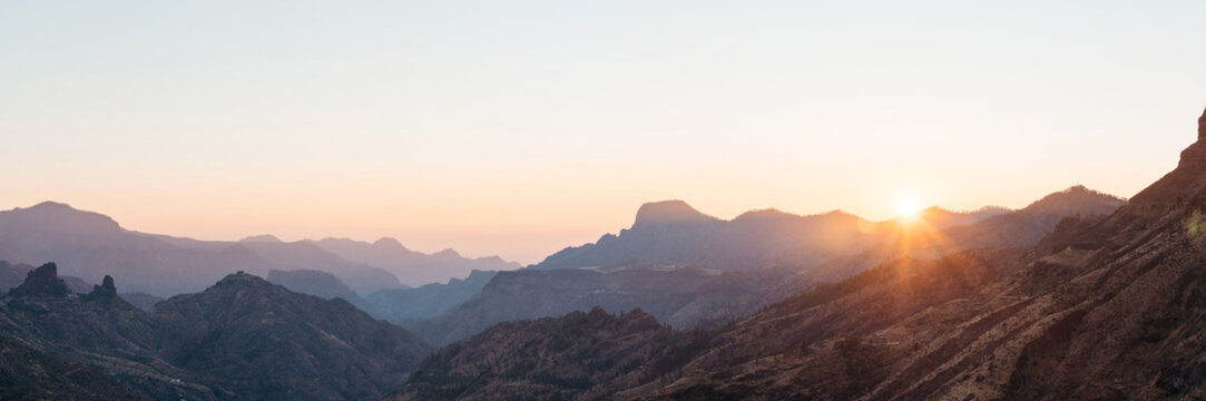 Mountain ridge in sunrise light