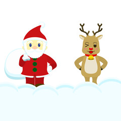 クリスマスの背景素材（トナカイ・サンタクロース）