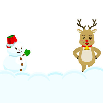 recommend clip art: クリスマスの背景素材（トナカイ・雪だるま）