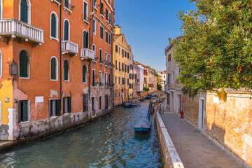 Fototapeta na wymiar Small Venice channels and beautiful facades in Italy