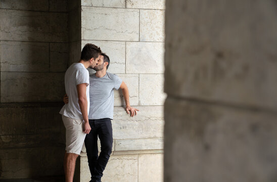 Couple Kissing Each Other Outdoors