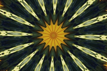 abstract kaleidoscope background in green and yellow