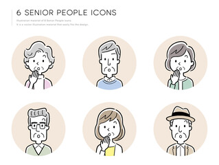 ベクターイラスト素材：シニア人物、アイコンセット
