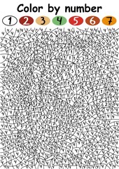 Turkey bird color by number game for happy Thanksgiving day vector illustration. Educational activity page for kids with numbers and colors. Cute turkey bird - autumn season coloring page with numbers