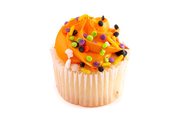 Halloween Cupcakes with Sprinkles Isolated on a White Background