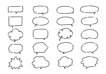 ふきだし　あしらい　太線　飾り　手描き　シンプル　セット