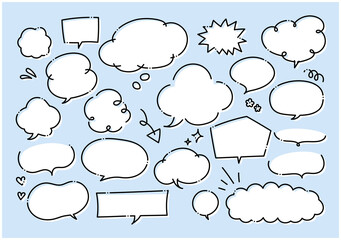 ふきだし　あしらい　太線　飾り　手描き　シンプル　セット