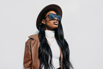 Stylish woman in fashionable sunglasses