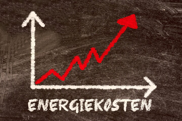 Eine Tafel zeigt steigende Energiekosten