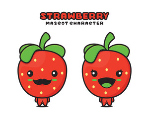 cute strawberry cartoon mascot, fruit vector illustration