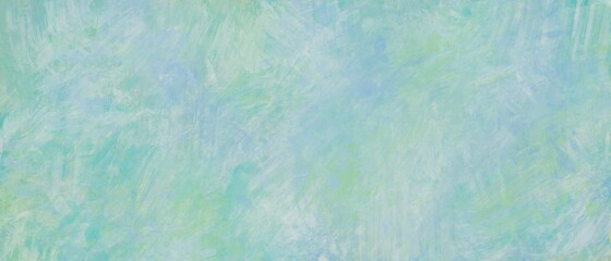 油彩抽象背景）エメラルドグリーンと黄緑と水色のバナー　ラフな筆跡　ナチュラル　かすれ　油絵　アート