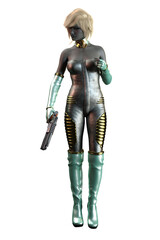 Obraz premium Scifi Alien Woman with Gray Skin, 3D Illustration, 3D rendering