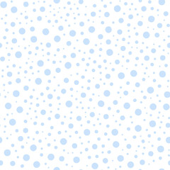 Snow pattern. Seamless winter background with snowflakes. Round polka dots or flake for baby textiles, decorations, bedding pattern. Christmas repetition of an endless ornament. Vector illustration.