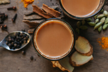 Two cups of Indian masala chai tea 