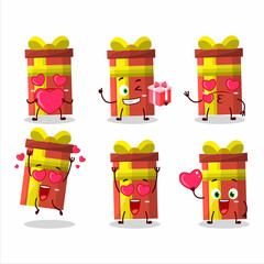 Long gift box cartoon character with love cute emoticon